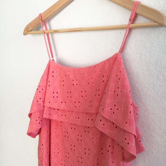 Harlowe & Graham Eyelet Flutter Coral Cami Top - Picture 3 of 7
